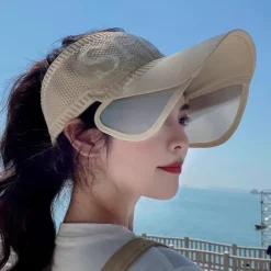 Summer Womens Sun Visor Hat, Breathable Fly-Knit Stretchable Wide Brim Sun Hat, UV Protection for Travel & Outdoor