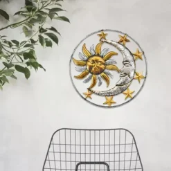 Sun Metal Wall Decor Moon Metal Wall Art Bird Ornament Home Bedroom Living Room Window Decoration
