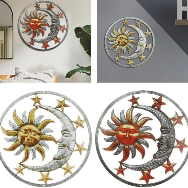 Sun Metal Wall Decor Moon Metal Wall Art Bird Ornament Home Bedroom Living Room Window Decoration