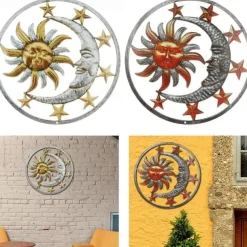 Sun Metal Wall Decor Moon Metal Wall Art Bird Ornament Home Bedroom Living Room Window Decoration