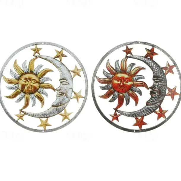 Sun Metal Wall Decor Moon Metal Wall Art Bird Ornament Home Bedroom Living Room Window Decoration