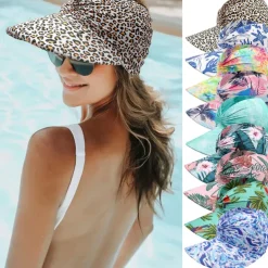 Sun Visor Hats for Women with Large Brim Foldable Visor Cap Beach Hat Sun Protection UPF 50+ Designed for Outdoor Sports Beach Volleyball, Golf, Baseball, Tennis, Badminton, Running