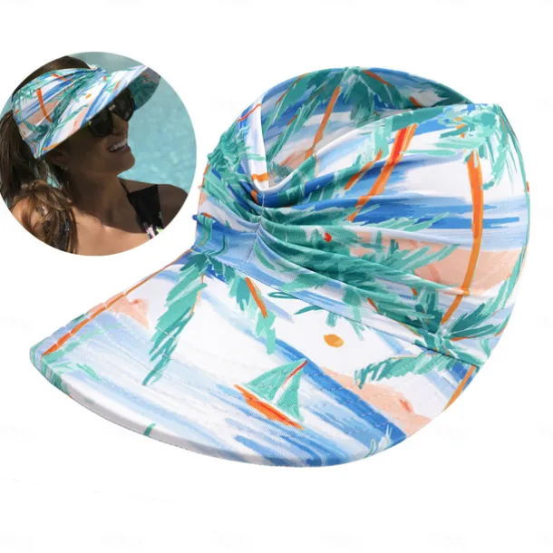 Sun Visor Hats for Women with Large Brim Foldable Visor Cap Beach Hat Sun Protection UPF 50+ Designed for Outdoor Sports Beach Volleyball, Golf, Baseball, Tennis, Badminton, Running