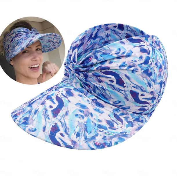 Sun Visor Hats for Women with Large Brim Foldable Visor Cap Beach Hat Sun Protection UPF 50+ Designed for Outdoor Sports Beach Volleyball, Golf, Baseball, Tennis, Badminton, Running