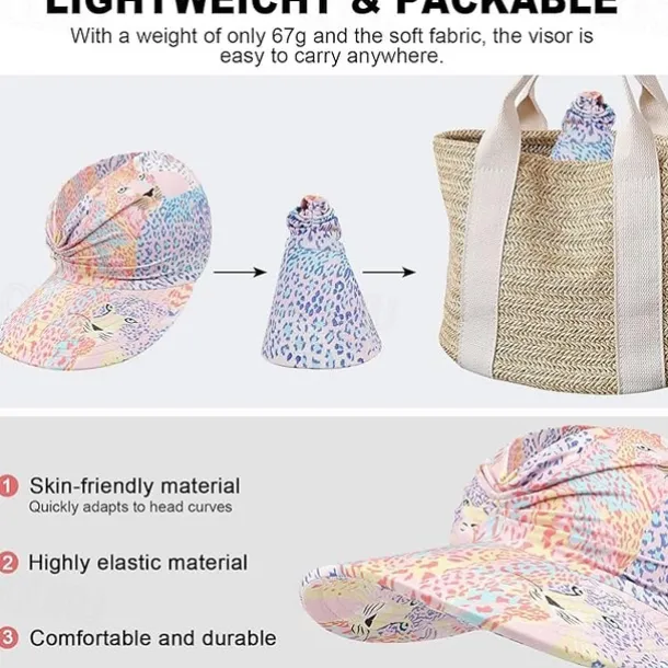 Sun Visor Hats for Women with Large Brim Foldable Visor Cap Beach Hat Sun Protection UPF 50+ Designed for Outdoor Sports Beach Volleyball, Golf, Baseball, Tennis, Badminton, Running