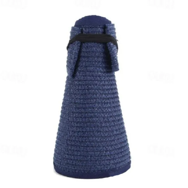 Sun Visor Hats for Women Wide Brim Straw Roll-Up Ponytail Summer Beach Hat UV UPF Packable Foldable Travel Summer