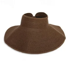 Sun Visor Hats for Women Wide Brim Straw Roll-Up Ponytail Summer Beach Hat UV UPF Packable Foldable Travel Summer