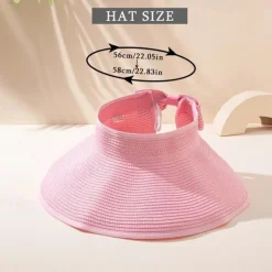 Sun Visor Hats for Women Wide Brim Straw Roll-Up Ponytail Summer Beach Hat UV UPF Packable Foldable Travel Summer