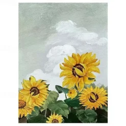 Sunflower oil painting handmade Abstract flower Oil Painting On Canvas handmade Modern Sunflower Oil Painting Hand Painted Large white flower floral oil painting Wall Art painting For Home Decor