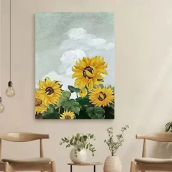 Sunflower oil painting handmade Abstract flower Oil Painting On Canvas handmade Modern Sunflower Oil Painting Hand Painted Large white flower floral oil painting Wall Art painting For Home Decor