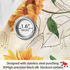 Sunflower Thermal Insulation Outdoor Balcony Rest Living Room Home Decoration 2-piece Set Of 3d Digital Printing Perforated Blackout Curtains