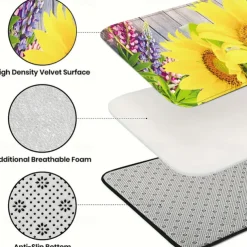 Sunflowers Farmhouse Area Rug Kitchen Mat Non-Slip Oil Proof Floor Mat Livingroom Rug Indoor Outdoor Mat Bedroom Decor Bathroom Mat Entrance Rug Door Mat
