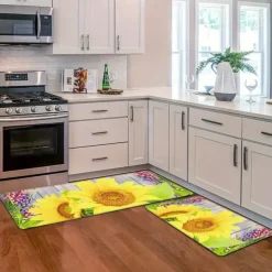 Sunflowers Farmhouse Area Rug Kitchen Mat Non-Slip Oil Proof Floor Mat Livingroom Rug Indoor Outdoor Mat Bedroom Decor Bathroom Mat Entrance Rug Door Mat