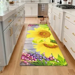 Sunflowers Farmhouse Area Rug Kitchen Mat Non-Slip Oil Proof Floor Mat Livingroom Rug Indoor Outdoor Mat Bedroom Decor Bathroom Mat Entrance Rug Door Mat