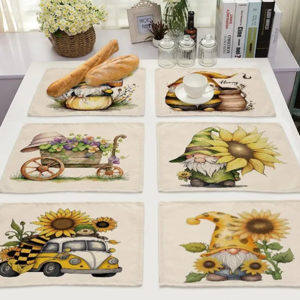 Sunflowers Placemats Heat Resistant Farmhouse Table Place Mat Stain Resistant Placemat, Placemat for Wedding Kitchen Dining Table Decoration Indoor Outdoor