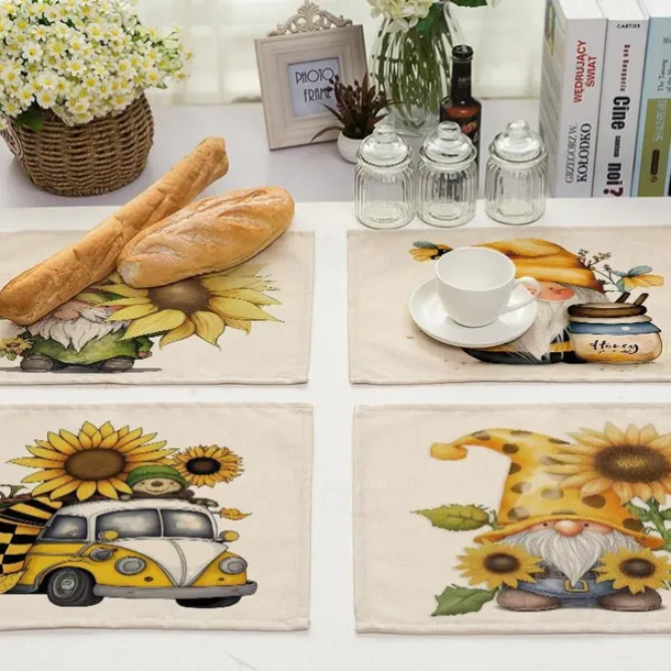 Sunflowers Placemats Heat Resistant Farmhouse Table Place Mat Stain Resistant Placemat, Placemat for Wedding Kitchen Dining Table Decoration Indoor Outdoor