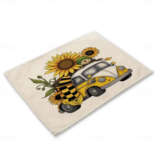 Sunflowers Placemats Heat Resistant Farmhouse Table Place Mat Stain Resistant Placemat, Placemat for Wedding Kitchen Dining Table Decoration Indoor Outdoor