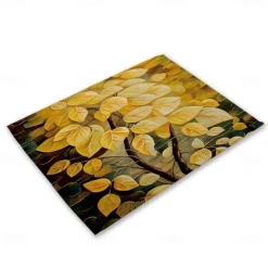 Sunflowers Placemats Heat Resistant Farmhouse Table Place Mat Stain Resistant Placemat, Placemat for Wedding Kitchen Dining Table Decoration Indoor Outdoor