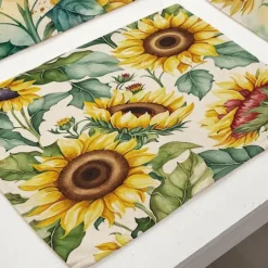 Sunflowers Placemats Heat Resistant Farmhouse Table Place Mat Stain Resistant Placemat, Placemat for Wedding Kitchen Dining Table Decoration Indoor Outdoor