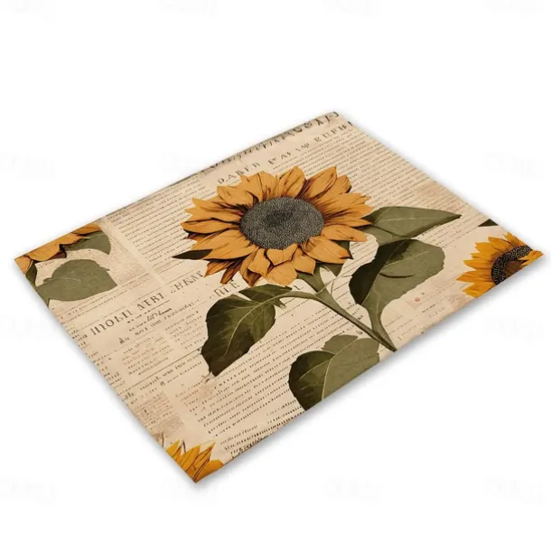 Sunflowers Placemats Heat Resistant Farmhouse Table Place Mat Stain Resistant Placemat, Placemat for Wedding Kitchen Dining Table Decoration Indoor Outdoor