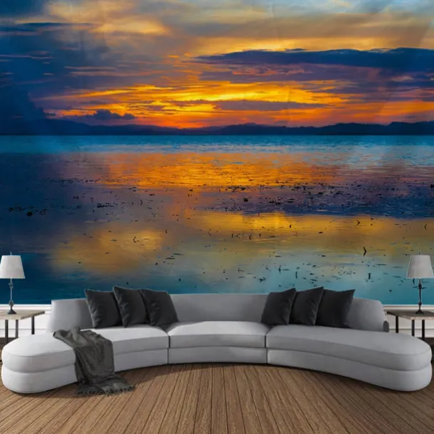 Sunlight Beach View Hanging Tapestry Wall Art Large Tapestry Mural Decor Photograph Backdrop Blanket Curtain Home Bedroom Living Room Decoration