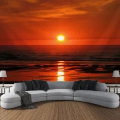 Sunlight Beach View Hanging Tapestry Wall Art Large Tapestry Mural Decor Photograph Backdrop Blanket Curtain Home Bedroom Living Room Decoration