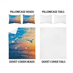 Sunset Sunset Civil Aviation Aircraft Printed 3-Piece Down Quilt Set Hotel Bedroom Guest Room Luxury Bedding Comfortable Set 1 Down Quilt Set 2 Pillowcases Queen Bed Set 2 Piece Set 3 Pie