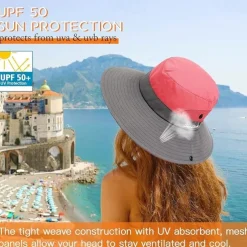 Sunshade Hat UV Protection Wide Brim Beach Cap Foldable Ponytail Bucket Fishing Hat Beach Cap for Fishing Hiking Gardening Outdoor