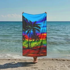 Sunshine and Beach Beach Towel Premium Quality Ultra Soft Absorbent Lightweight Durable Quick Drying Vibrant Design Perfect for Beach Pool Sunbathing Travel Summer Accessory Comfortable and Stylish