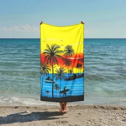 Sunshine and Beach Beach Towel Premium Quality Ultra Soft Absorbent Lightweight Durable Quick Drying Vibrant Design Perfect for Beach Pool Sunbathing Travel Summer Accessory Comfortable and Stylish