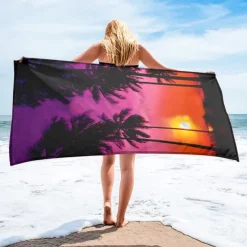Sunshine and Beach Beach Towel Premium Quality Ultra Soft Absorbent Lightweight Durable Quick Drying Vibrant Design Perfect for Beach Pool Sunbathing Travel Summer Accessory Comfortable and Stylish