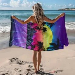 Sunshine and Beach Beach Towel Premium Quality Ultra Soft Absorbent Lightweight Durable Quick Drying Vibrant Design Perfect for Beach Pool Sunbathing Travel Summer Accessory Comfortable and Stylish