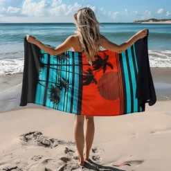 Sunshine and Beach Beach Towel Premium Quality Ultra Soft Absorbent Lightweight Durable Quick Drying Vibrant Design Perfect for Beach Pool Sunbathing Travel Summer Accessory Comfortable and Stylish
