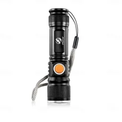 Super bright Rechargeable LED Flashlight With Tail USB Charging Head Zoomable waterproof Torch Portable light 3 Lighting modes Built-in battery