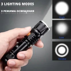 Super bright Rechargeable LED Flashlight With Tail USB Charging Head Zoomable waterproof Torch Portable light 3 Lighting modes Built-in battery