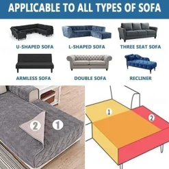 Super Soft Velvet Quilted Sofa Couch Covers Non-Slip Sectional Couch Cover Plush Sofa Slipcover Furniture Protector for Pets Kids Children Dog Cat