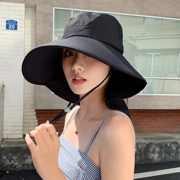 Super Wide Brim Sun Hats for Women UV Protection Beach with Neck Flap Packable Bucket Hat Sun Wraps Outdoor