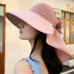 Super Wide Brim Sun Hats for Women UV Protection Beach with Neck Flap Packable Bucket Hat Sun Wraps Outdoor