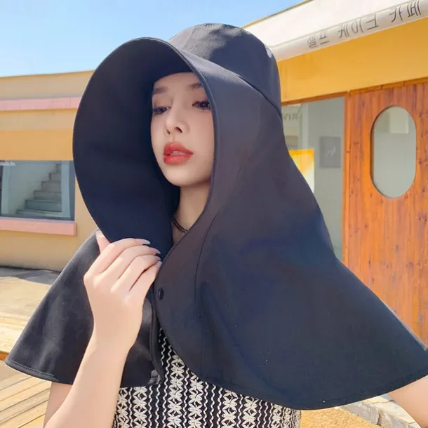 Super Wide Brim Sun Hats for Women UV Protection Beach with Neck Flap Packable Bucket Hat Sun Wraps Outdoor