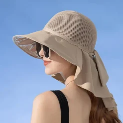 Super Wide Brim Sun Hats for Women UV Protection Beach with Neck Flap Packable Bucket Hat Sun Wraps Outdoor