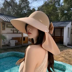 Super Wide Brim Sun Hats for Women UV Protection Beach with Neck Flap Packable Bucket Hat Sun Wraps Outdoor