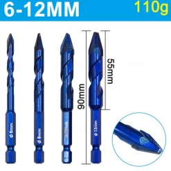 Superhard Alloy Steel Ceramic Tile Concrete Superhard Spiral Groove Eccentric Drill Bit Special Cement Triangular Drilling Tools