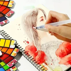 Superior 18/25/33/42 Color Solid Fan-shaped Watercolor Paint Watercolor Painting Tools Set Children's Safety Non-toxic Washable Watercolor Paint Mini Portable Travel Painting Supplies