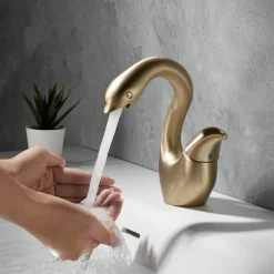 Swan Shaped Faucet Basin Mixer Tap Basin Faucet Single Handles Faucet Single Hole Bathroom Basin Faucet Mixer Tap Water Tap for Bathroom Kitchen