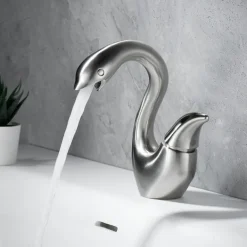 Swan Shaped Faucet Basin Mixer Tap Basin Faucet Single Handles Faucet Single Hole Bathroom Basin Faucet Mixer Tap Water Tap for Bathroom Kitchen