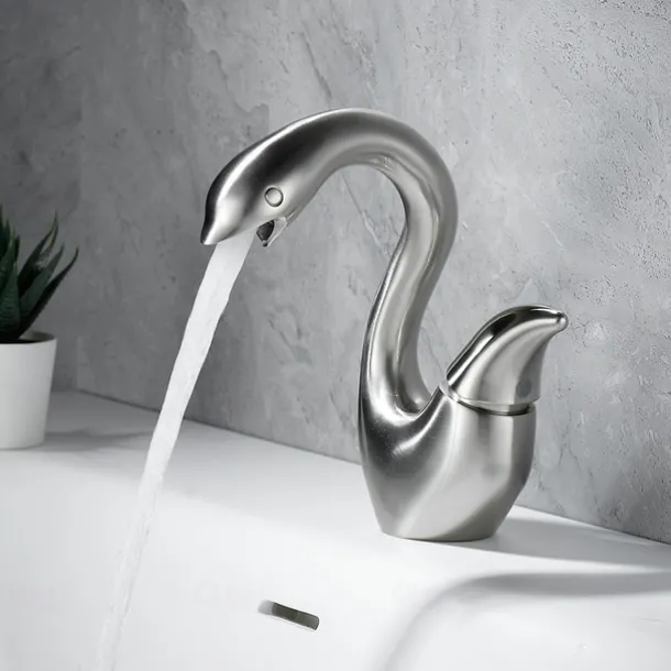 Swan Shaped Faucet Basin Mixer Tap Basin Faucet Single Handles Faucet Single Hole Bathroom Basin Faucet Mixer Tap Water Tap for Bathroom Kitchen