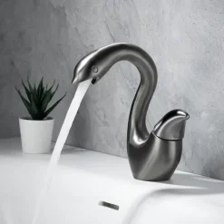 Swan Shaped Faucet Basin Mixer Tap Basin Faucet Single Handles Faucet Single Hole Bathroom Basin Faucet Mixer Tap Water Tap for Bathroom Kitchen