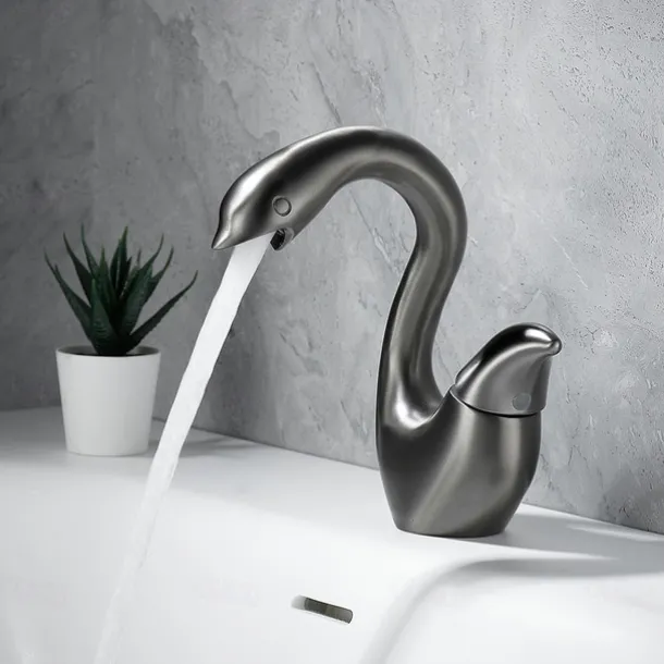 Swan Shaped Faucet Basin Mixer Tap Basin Faucet Single Handles Faucet Single Hole Bathroom Basin Faucet Mixer Tap Water Tap for Bathroom Kitchen