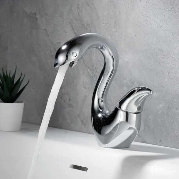Swan Shaped Faucet Basin Mixer Tap Basin Faucet Single Handles Faucet Single Hole Bathroom Basin Faucet Mixer Tap Water Tap for Bathroom Kitchen