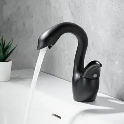 Swan Shaped Faucet Basin Mixer Tap Basin Faucet Single Handles Faucet Single Hole Bathroom Basin Faucet Mixer Tap Water Tap for Bathroom Kitchen